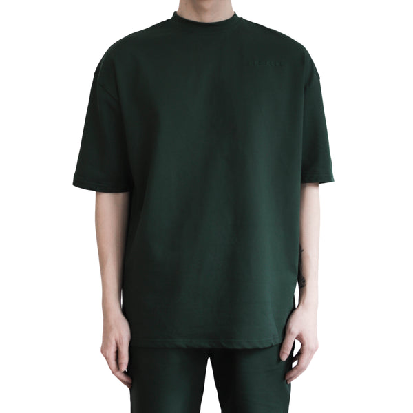 BLANK LOGO BOXY FIT T SHIRT   [FOREST GREEN]   BASICLAD